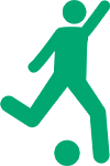 Icon of a football player attempting to kick a ball