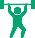 Icon of a person lifting weights